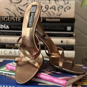 Vintage 70s/80s Chaussures Givenchy Paris Copper Gold Snakeskin Stiletto Sandal